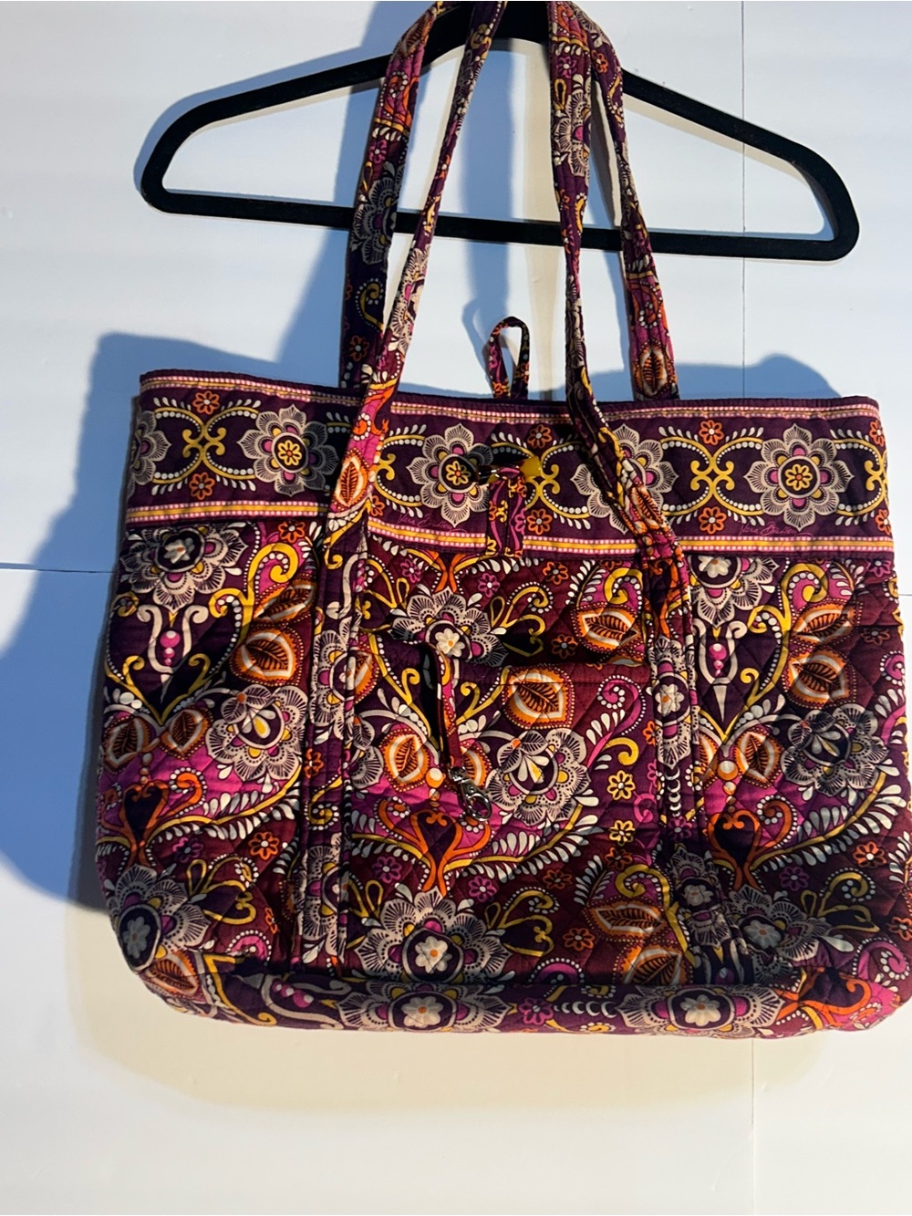 Vera Bradley Quilted Paisley Tote in Burgundy and Pink
